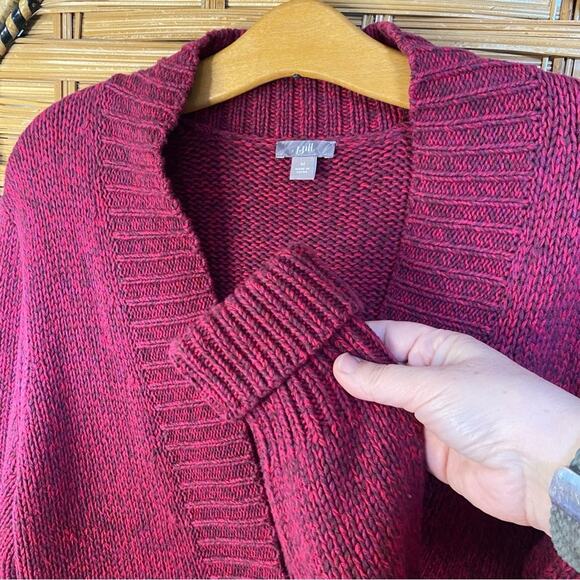 J. Jill Women's marled Cardigan Sweater unique buttons medium cozy cotton wine - Picture 5 of 8